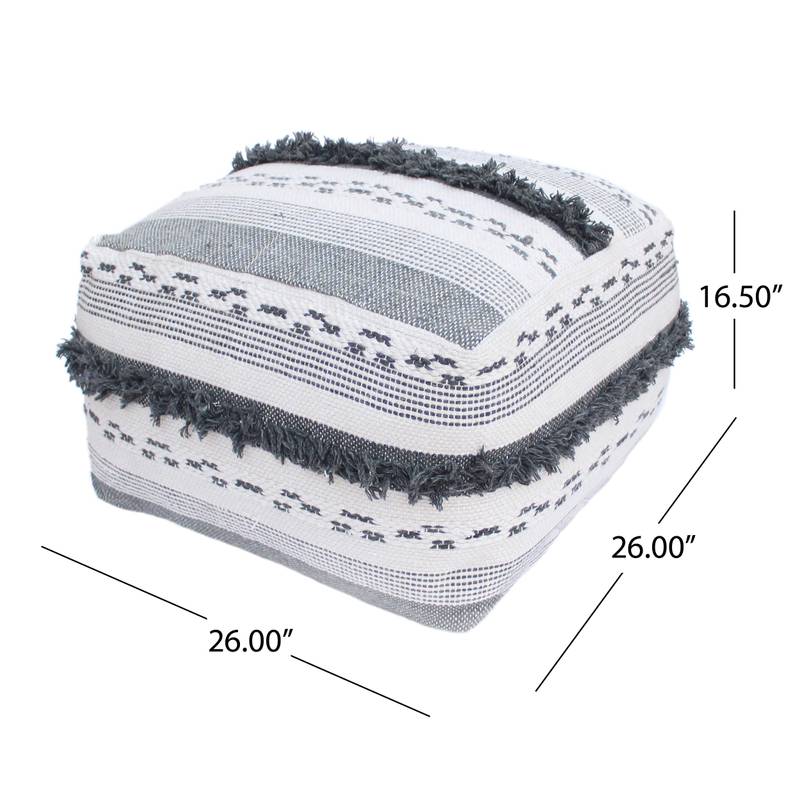 Cozy Ivory Grey Pouf