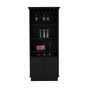 Chic Black Wine Bar Cabinet with Glass Storage