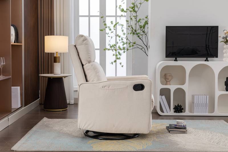 Cozy Beige Swivel Rocker Glider Chair