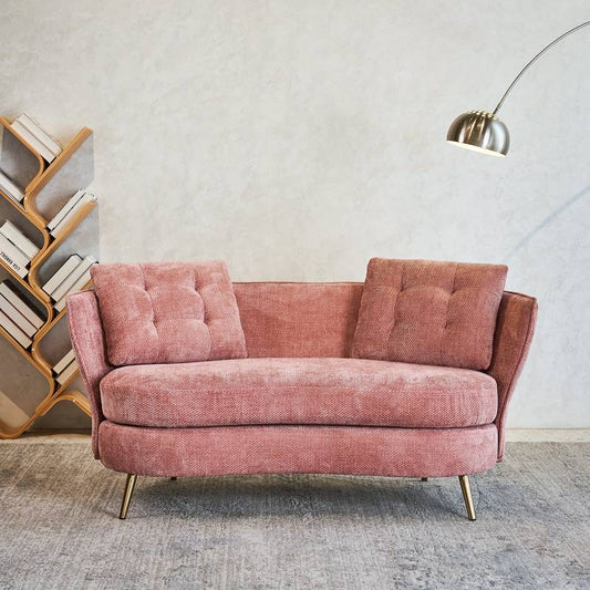 Chic Pink Loveseat with Gold Legs
