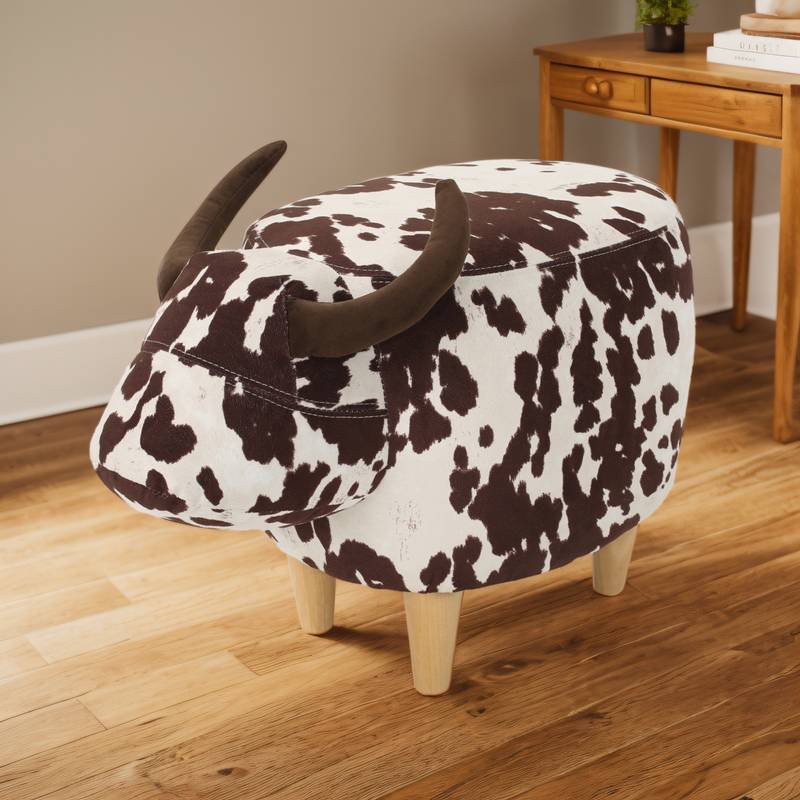 Cozy Cow Ottoman: Adorable Velvet Foot Stool for Any Space