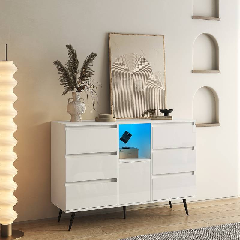 Sleek White Gloss Sideboard with LED Glow