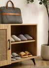Chic Rattan Shoe Cabinet with Wooden Handle
