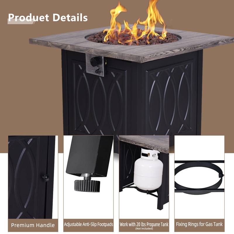 Chic Woodgrain Propane Fire Pit Table