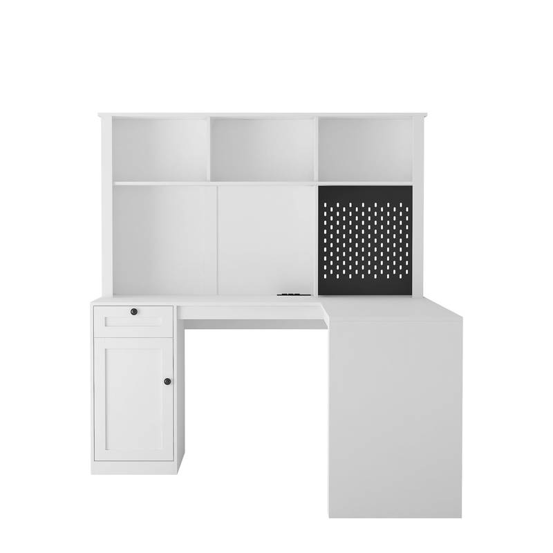 Smart Corner Desk with Storage & Outlets