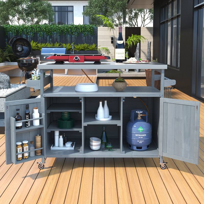 Farmhouse Rolling Grill Station & Bar Cart