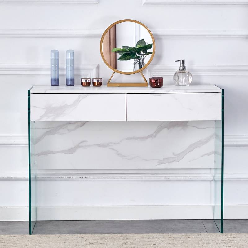 Eco-Friendly Minimalist Dresser & Desk with Double Drawers
