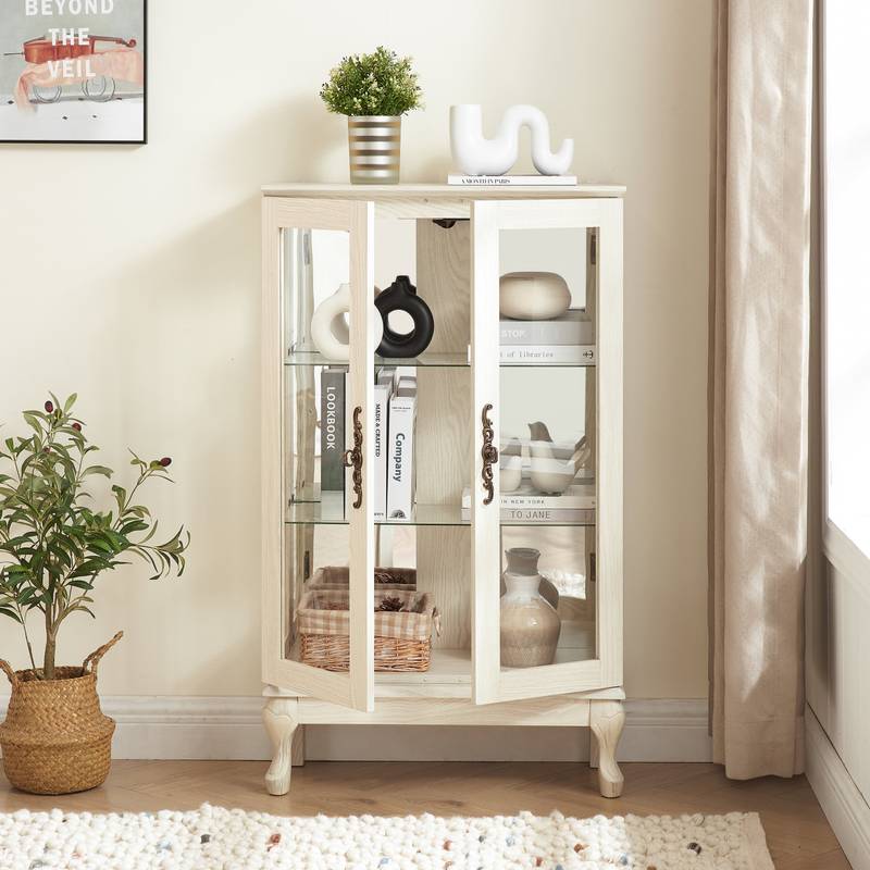 Elegant Lighted Curio Cabinet with Glass Doors
