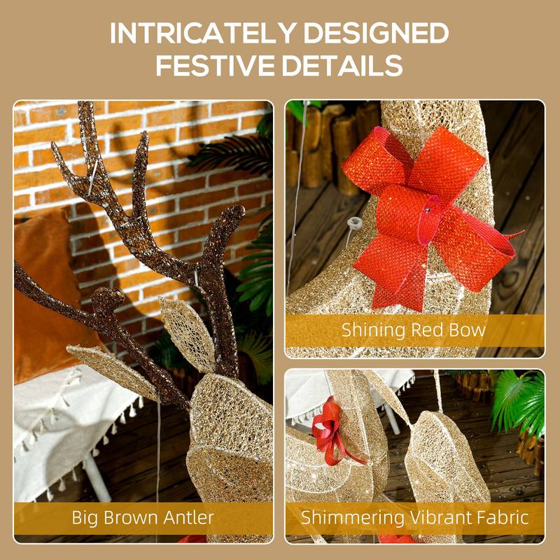 Glistening Gold Reindeer Family Christmas Decor