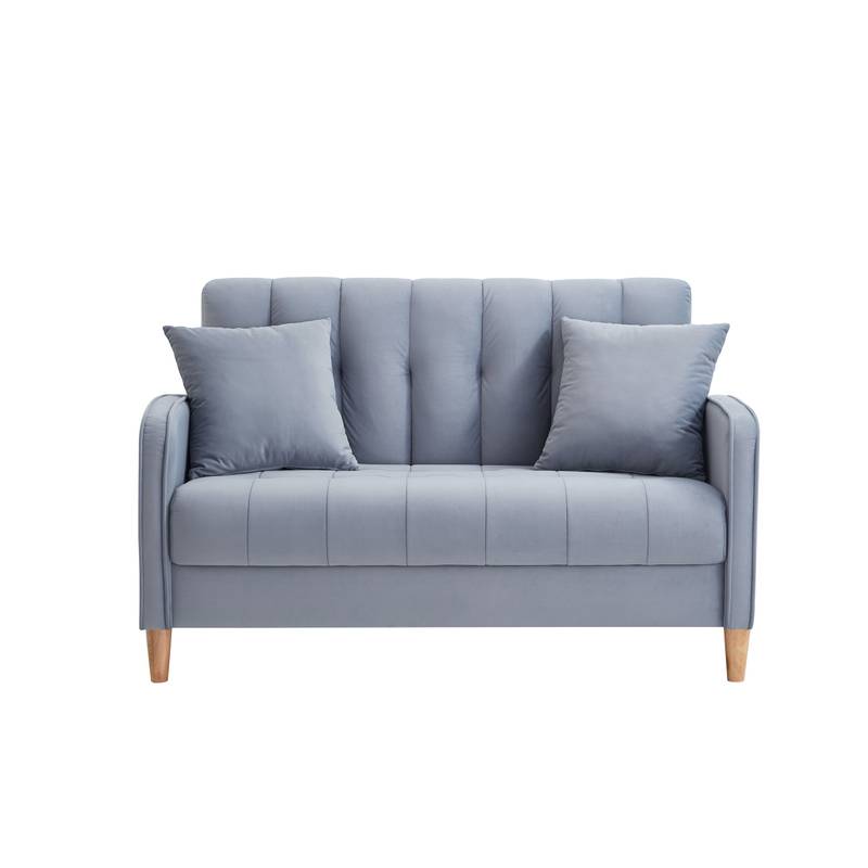 Chic Velvet Loveseat in Light Blue
