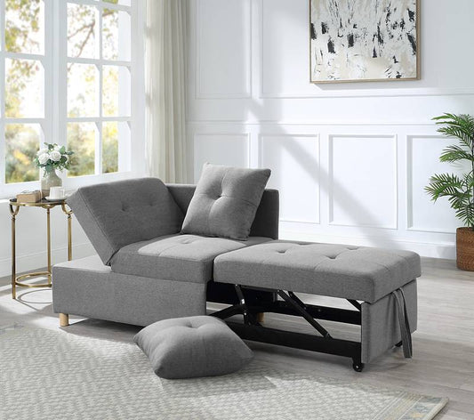 Versatile Gray Sofa Bed with Adjustable Back & Pillows