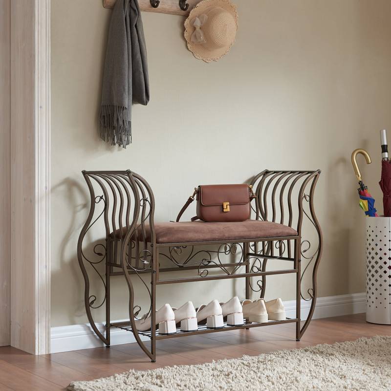 Chic Upholstered Bed Bench with Arms