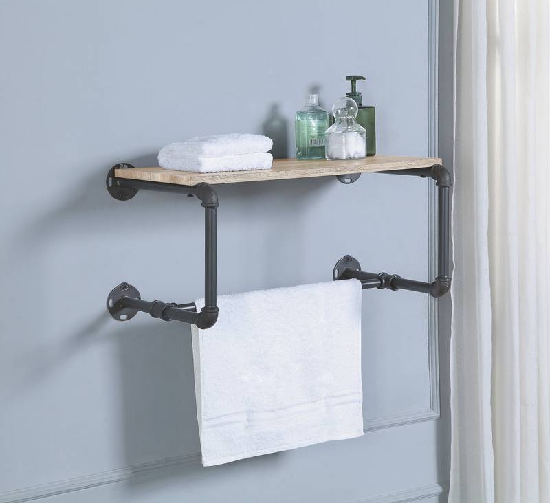 Brantley Oak & Gray Wall Rack