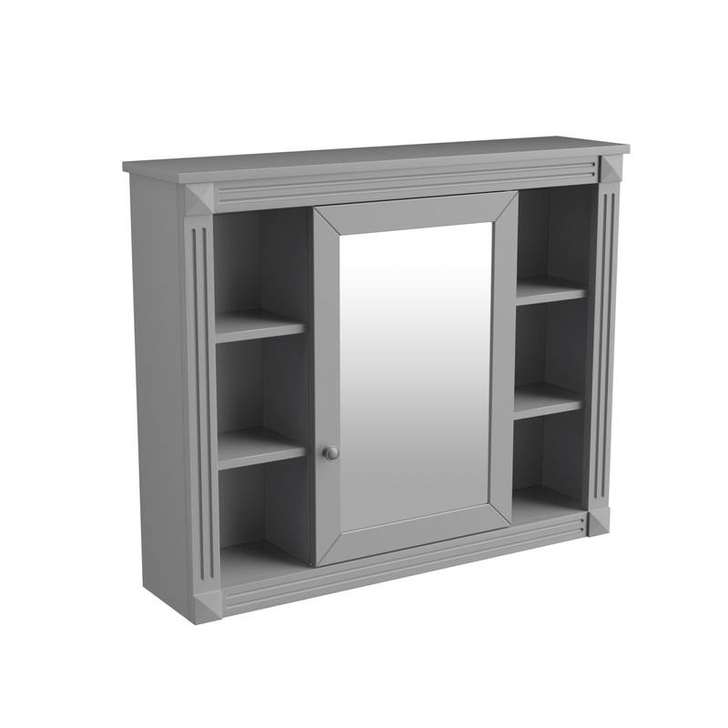 Sleek Wall-Mounted Mirror Cabinet with Open Shelves