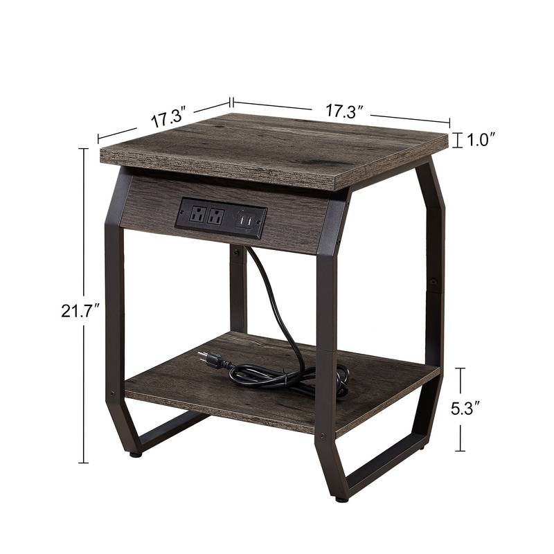 Stylish Charging End Tables - Set of Two with USB Ports