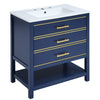 Navy Bliss: Stylish Bathroom Vanity with Open Storage
