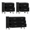 Chic Black Dresser and Nightstand Duo with Mirror Accents