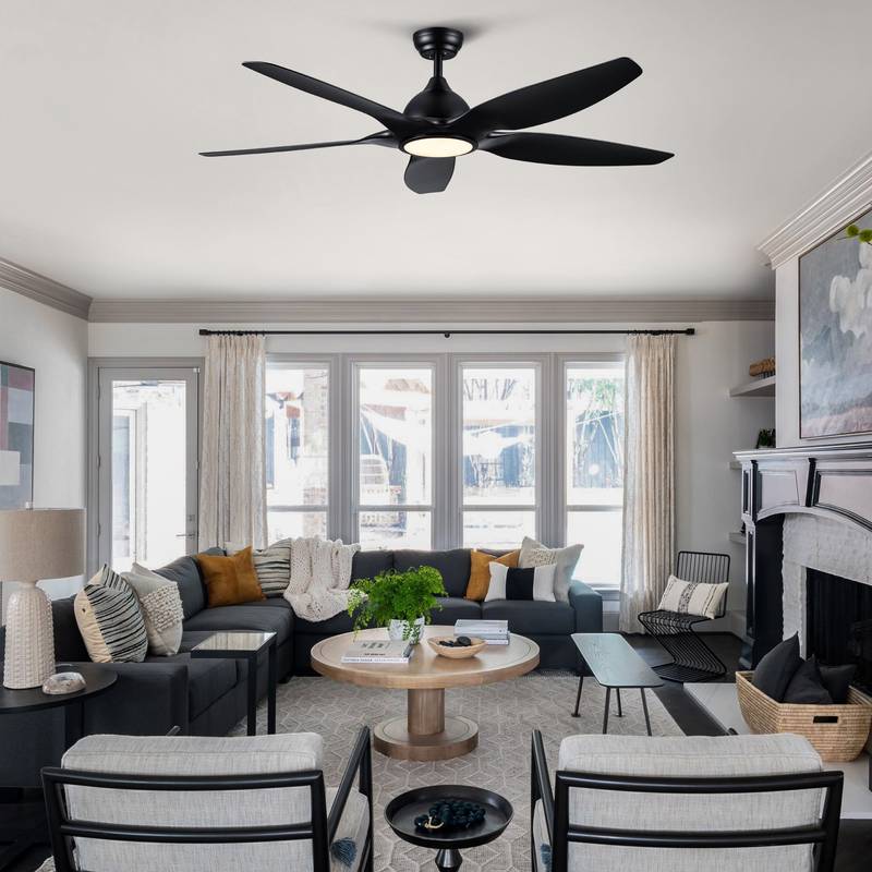Sleek LED Ceiling Fan with Black Blades