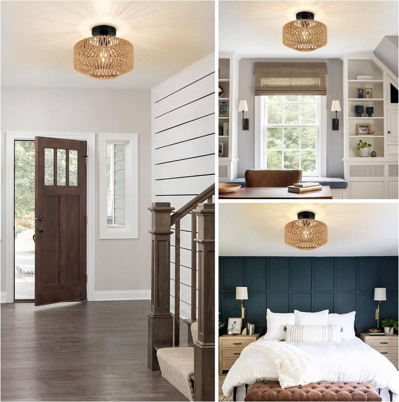 Chic Boho Rattan Ceiling Light