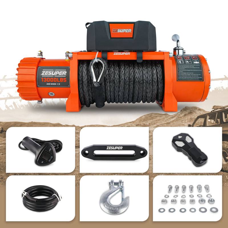 ZESUPER Heavy-Duty Waterproof Electric Winch with Wireless Remote