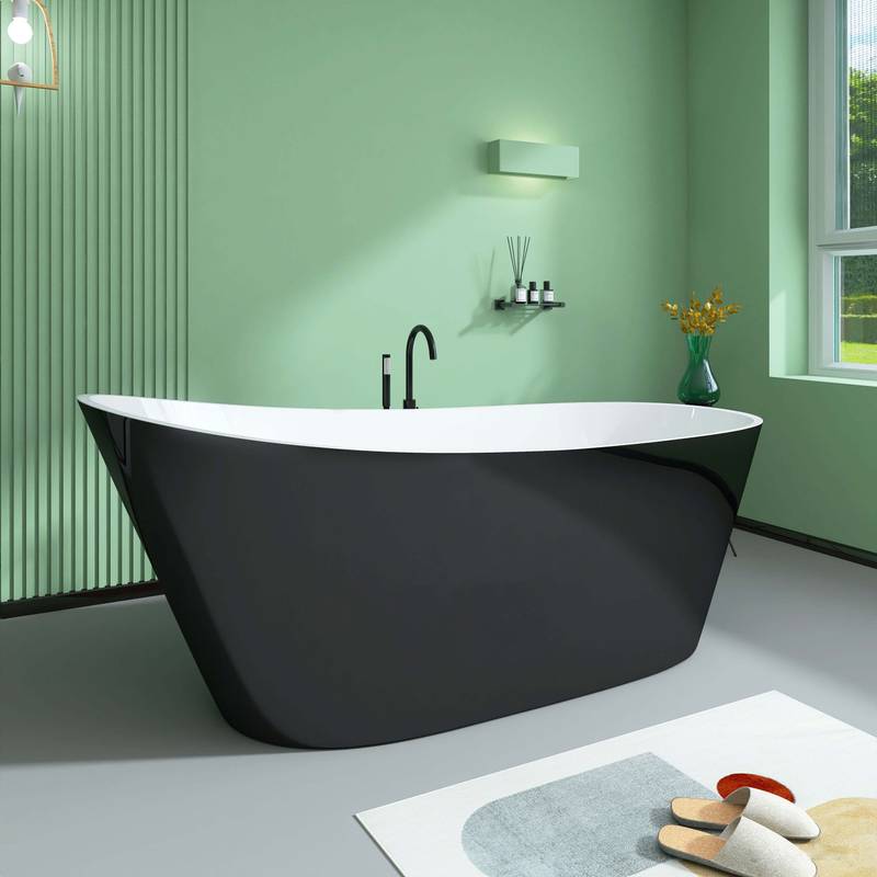 Sleek Oval Soaking Tub - Adjustable Freestanding Design with Stylish Overflow & Drain