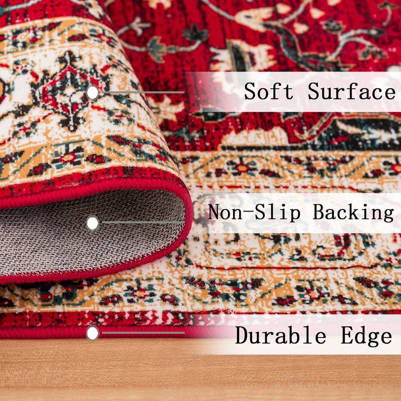 Vintage Boho Flower Rug – Washable & Non-Slip