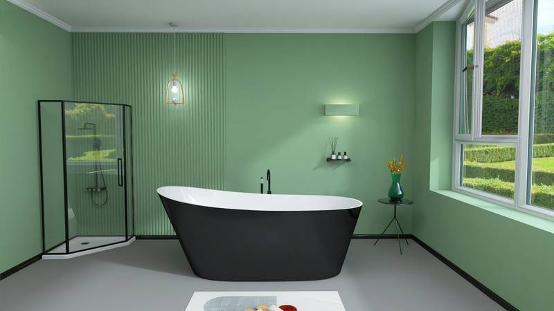 Sleek Oval Soaking Tub - Adjustable Freestanding Design with Stylish Overflow & Drain