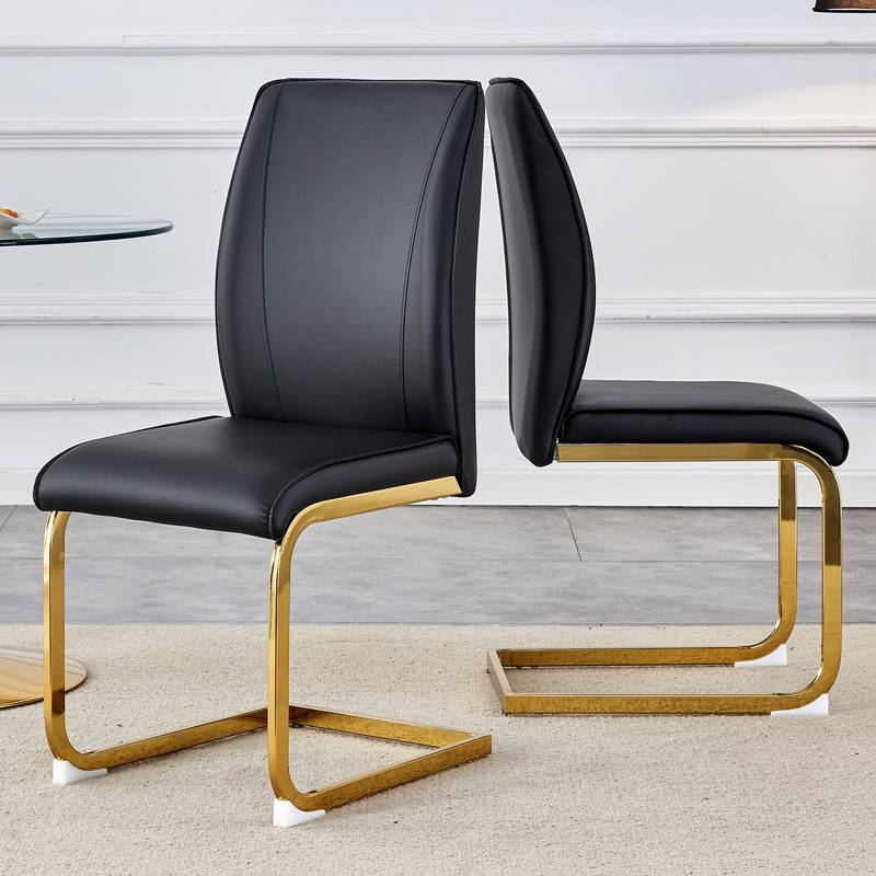 Chic Arch Dining Chairs - Set of 2 in Black with Gold Legs