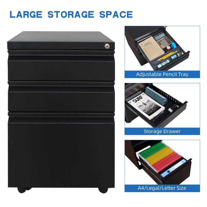 Locking Rolling File Cabinet – Secure & Mobile Storage Solution for Your Office