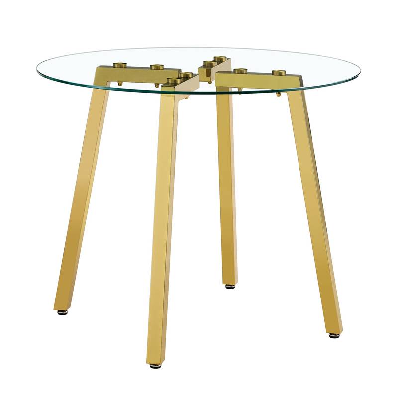 Chic Gold-Base Round Glass Dining Table