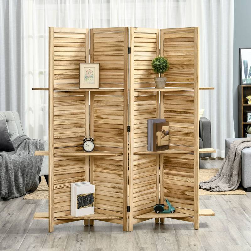 Cozy Divider – Stylish Wood Privacy Screen with Shelves