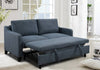 Cozy Convertible Queen Sofa Bed - Modern Dark Blue Loveseat with Pullout Bed & Reclining Backrest