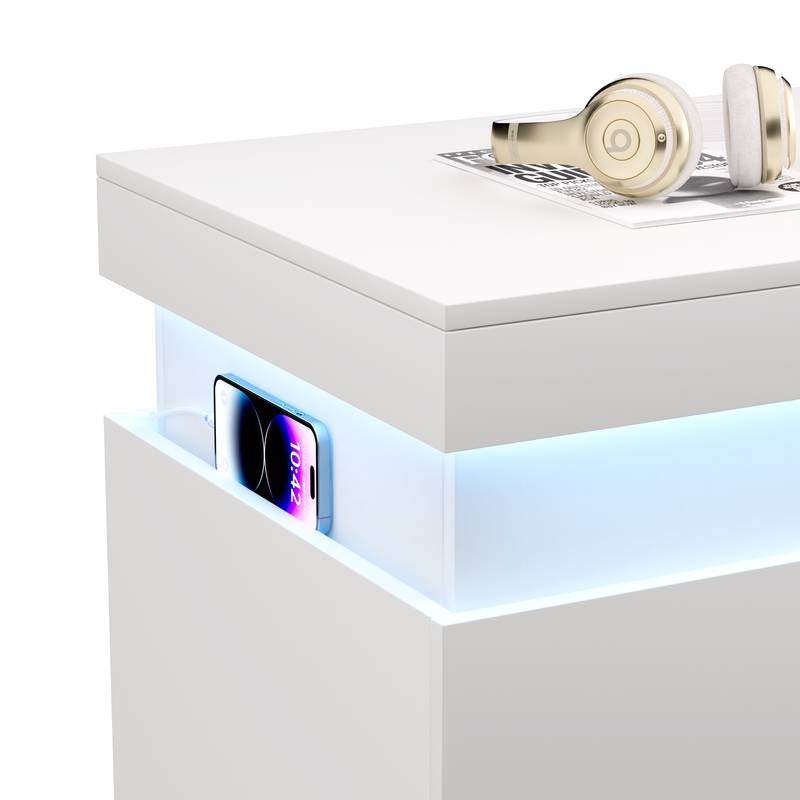 Dreamy Nightstand with Charging Hub & LED Glow