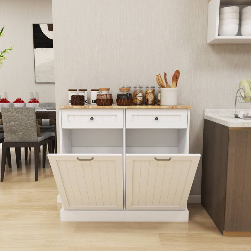 Stylish Tilt-Out Trash Cabinet with Drawers