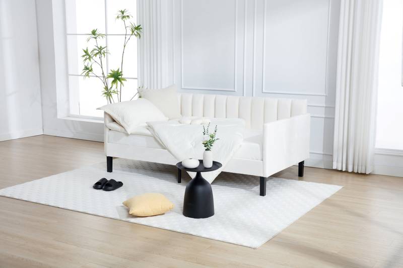 Elegant Velvet Twin Daybed with Tufted Backrest