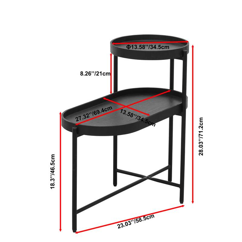 Chic Black Storage Side Table for Living Room