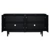 Sleek Black Sideboard with Stylish Curved Doors and Silver Handles