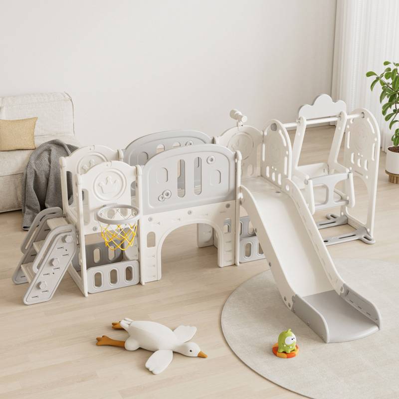 Fun Toddler Playground Slide with Swing & Hoop