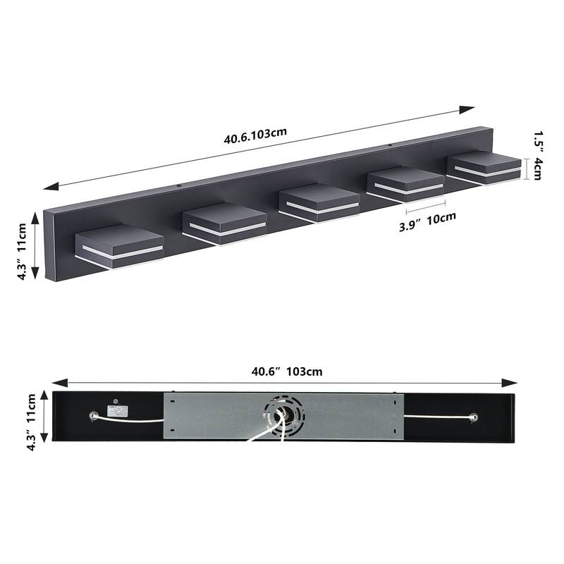 Sleek Black LED Vanity Light