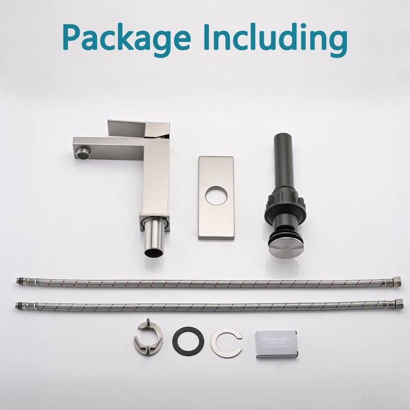 Sleek Stainless Steel Bathroom Faucet with Deckplate and Drain