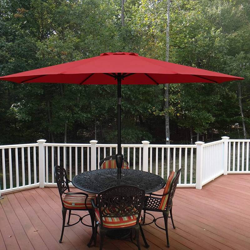 Sunny Red Patio Umbrella with Easy Tilt & Crank