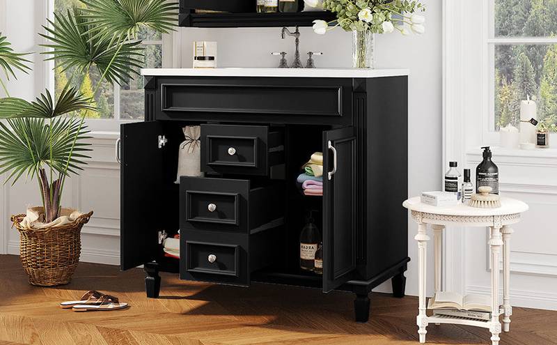 Sleek Modern Bathroom Vanity with Soft Close Doors and Drawers