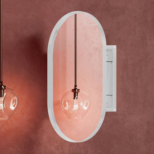 Sleek Oval Mirror Cabinet - Stylish Storage for Your Bathroom
