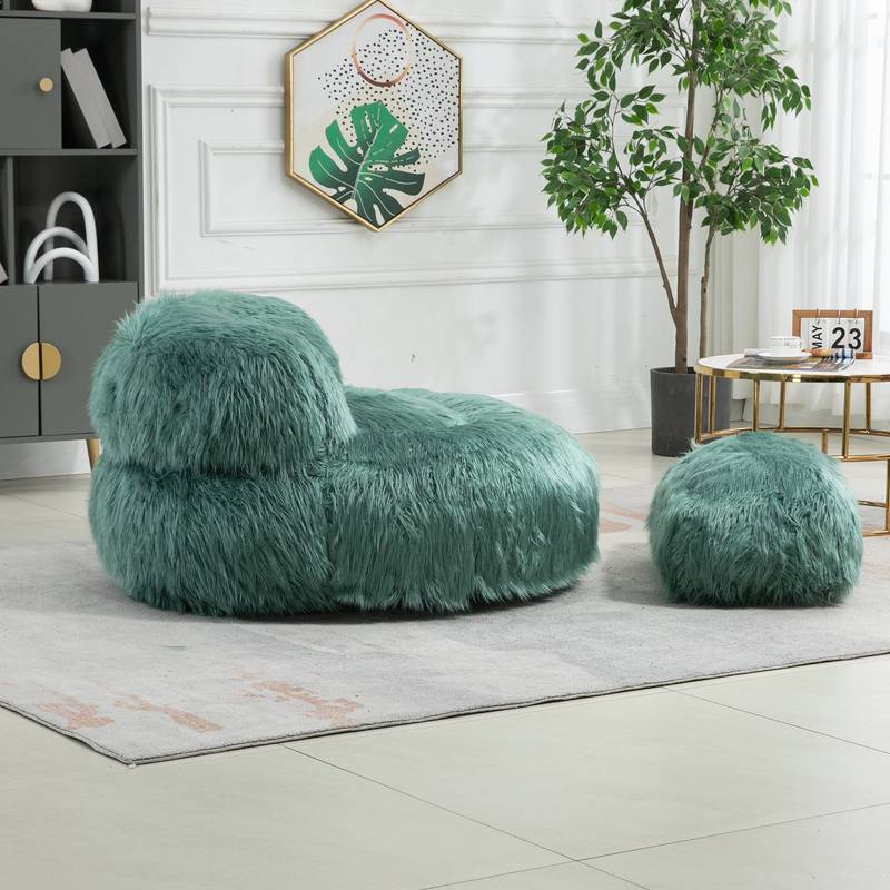 ChillNest Bean Bag Chair with Ottoman - Relax in Style! (Mint Green)