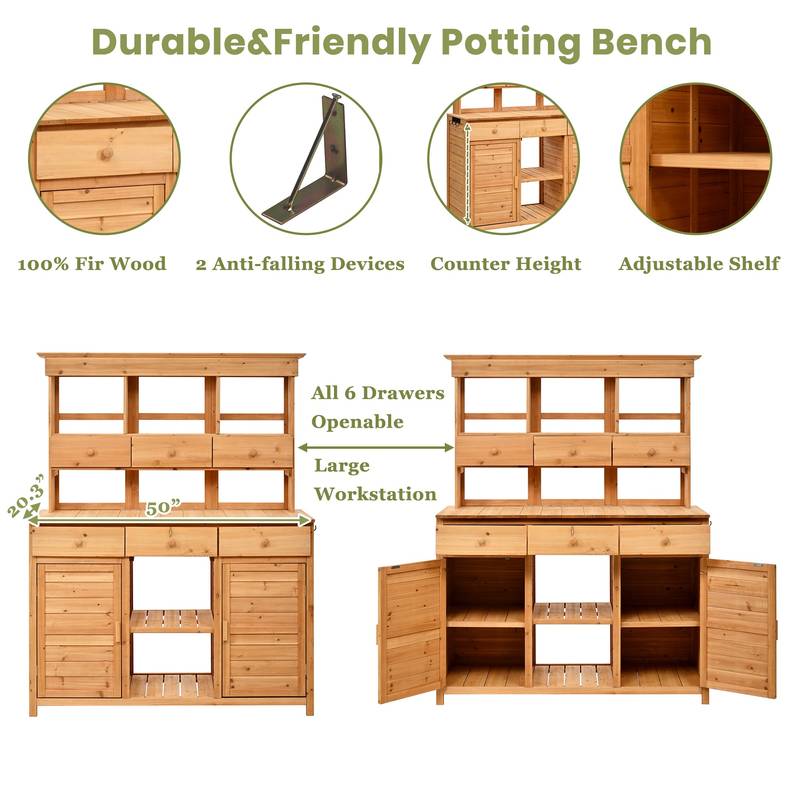 TOPMAX Tall Garden Potting Bench & Storage Station