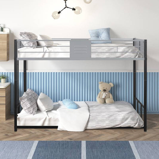 Sturdy Metal Twin Bunk Bed with Safety Guardrails