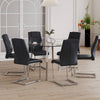Chic Glass Dining Set with Sleek Leather Chairs