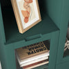 Chic Green Cabinet with Glass Doors and Open Storage