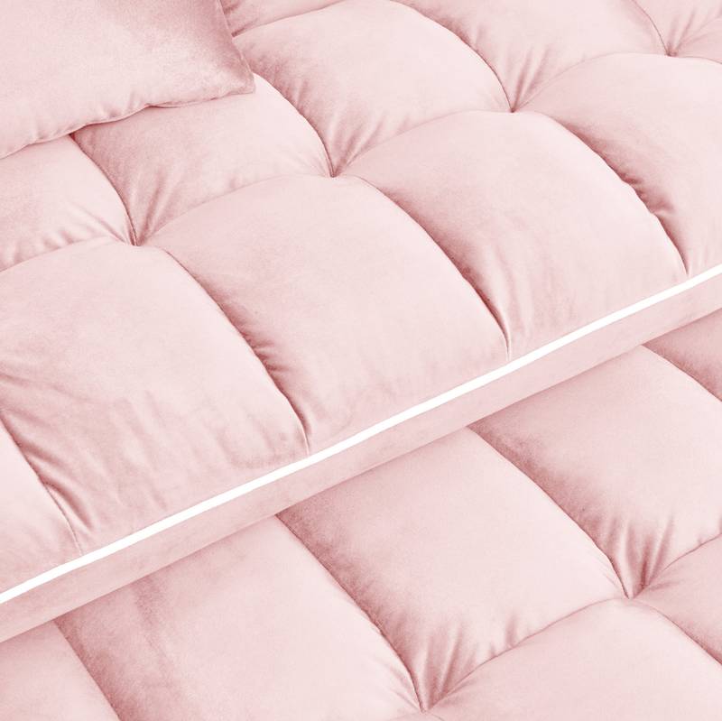 Chic Foldable Sofa Bed with USB & Swivel Stand - Pink