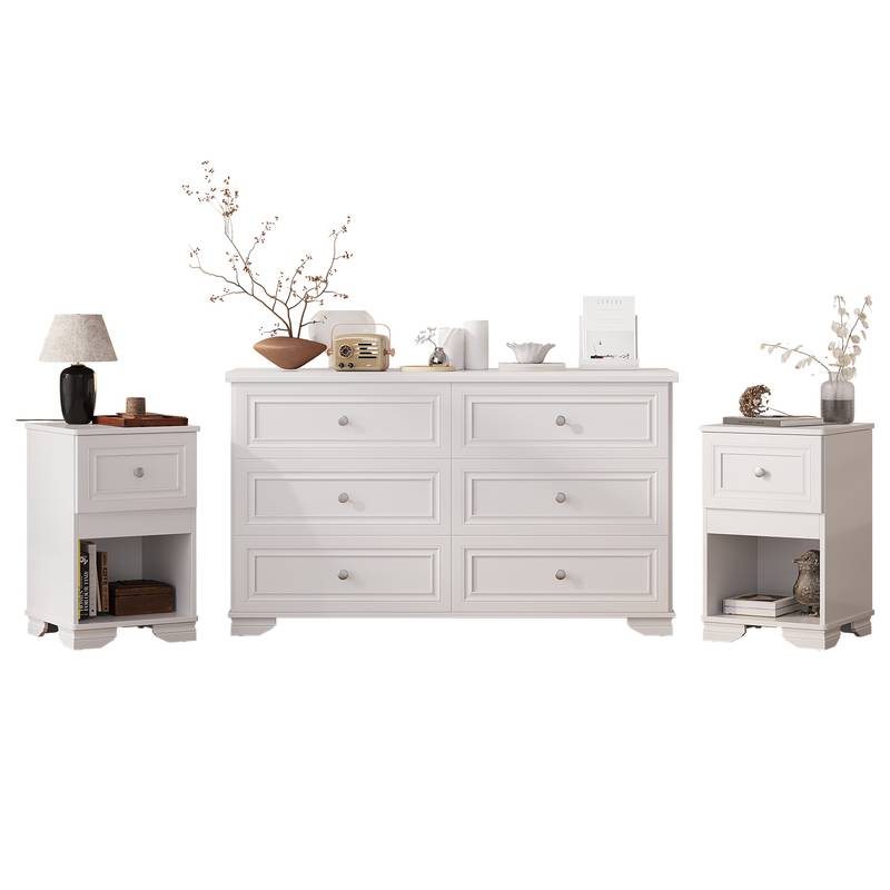 Chic Retro Bedroom Collection with Elegant Dresser and Nightstands